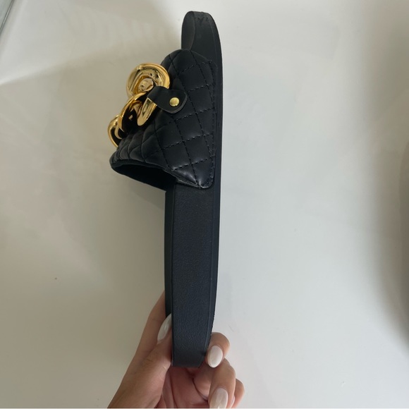 Steve Madden Black & Gold Chain Sandals - Picture 7 of 9